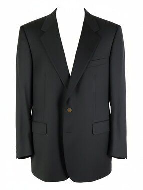 Gieves & Hawkes Blazer Mens 48R Black Gold Two Button Vented Super 100S Wool